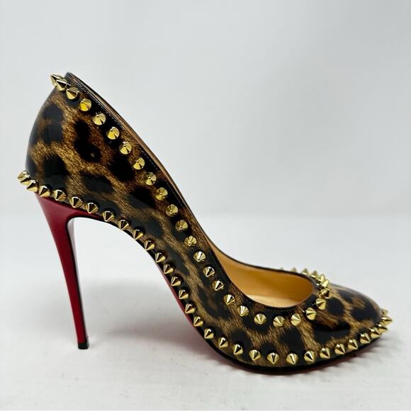 Christian Louboutin Dorispiky Leopard Spike Patent Pumps Size 37.5 - Picture 9 of 13